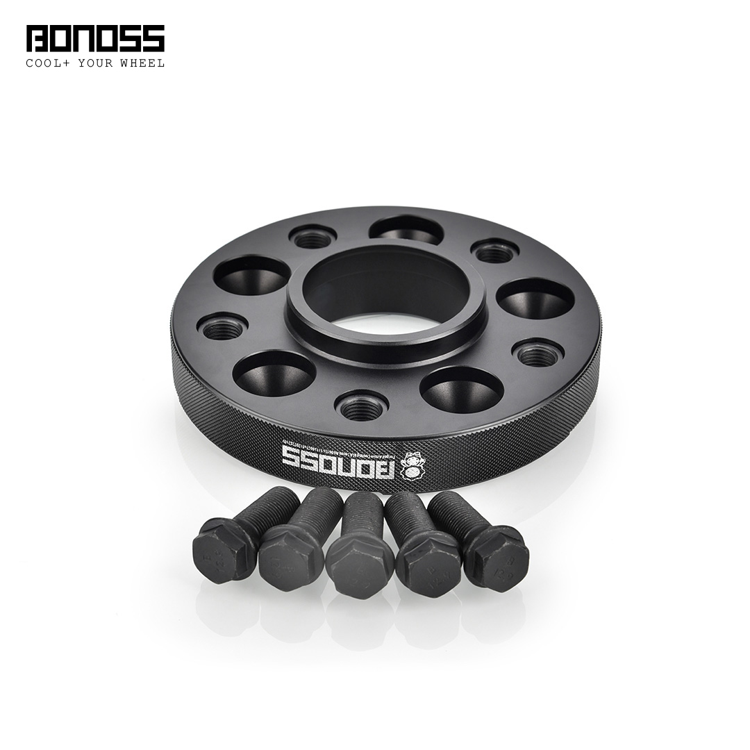 2 Black 25mm Audi 5x112 Hub Bore Wheel Spacer Kit 66.6mm Fit Q5 SQ5 W/Cone Bolts
