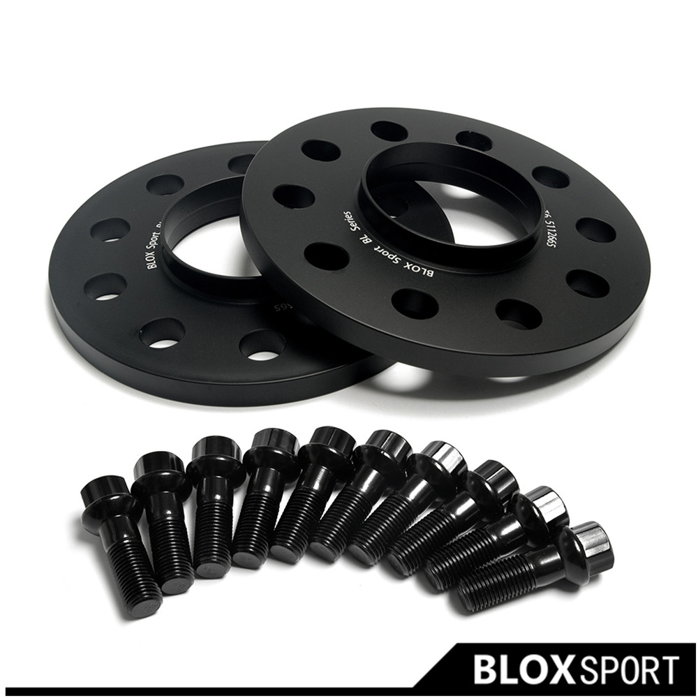 thumbnail image 2 of 15mm Black Wheel Spacers For Audi A6 2014+ – 5x112 66.6CB With Extended Bolts 2 of 5